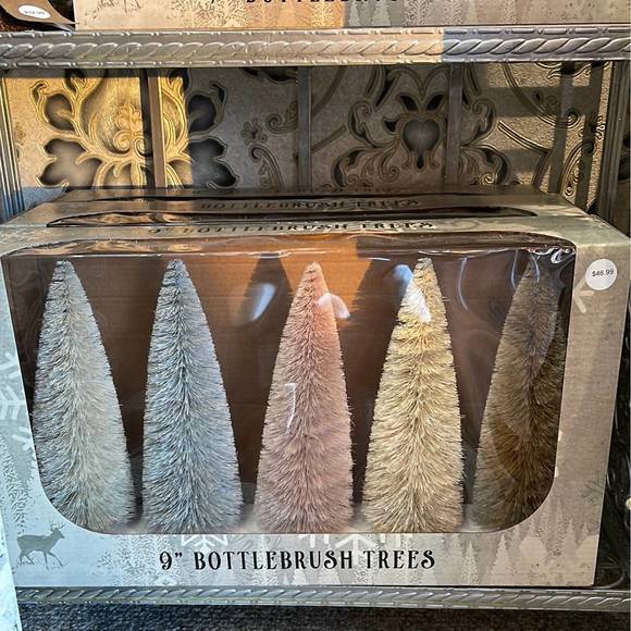 NEW RAGON HOUSE set of 5 - 9" neutral bottle brush trees in multi color - Picture 1 of 1